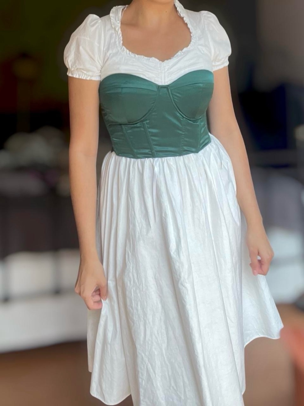 Green satin corset top size L